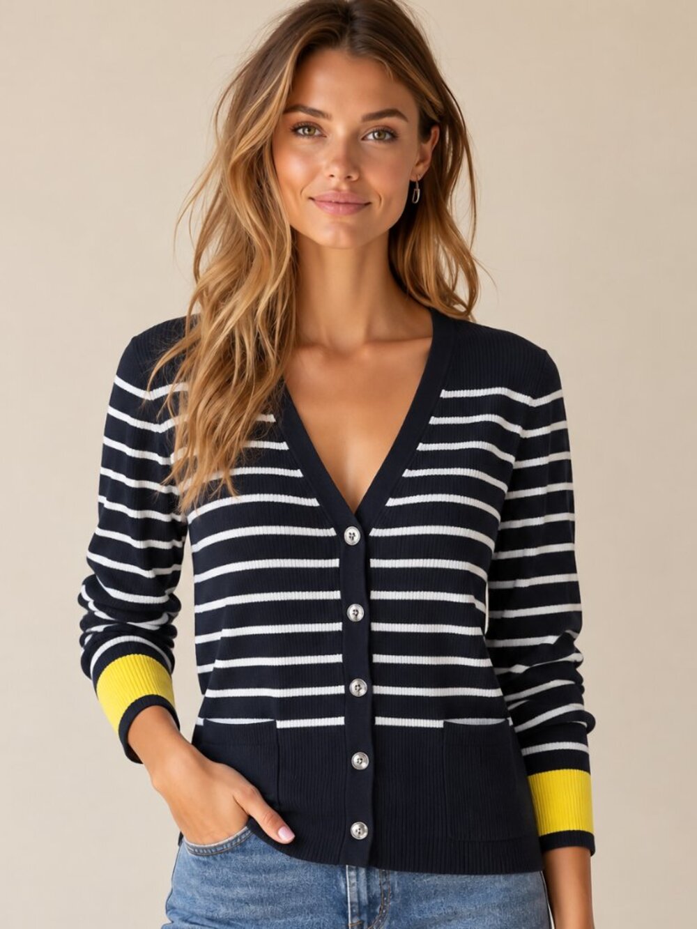 Pure cotton, Lauren Ralph Lauren black + white striped cardigan